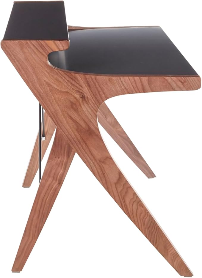 Archer Contemporary Desk - Modern Walnut Wood Frame with Grey Wood Top by