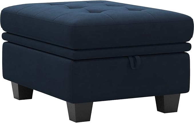 Belffin Velvet Armrest Module for Modular Sectional Sofa Couch Side Armrest for Sectional Modular Couch (Blue Ottoman Module)