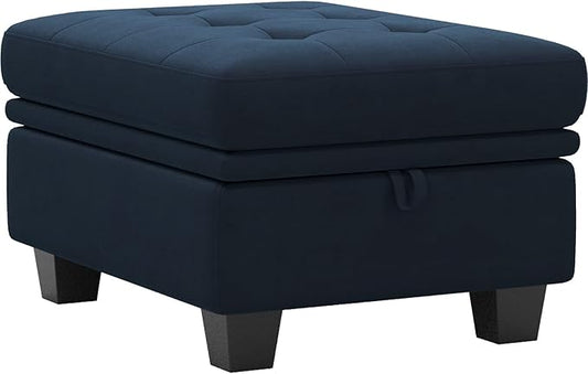 Belffin Velvet Armrest Module for Modular Sectional Sofa Couch Side Armrest for Sectional Modular Couch (Blue Ottoman Module)