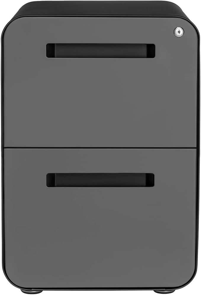 Laura Davidson Furniture Stockpile 2-Drawer Modern Mobile File Cabinet Commercial-Grade (Black/Grey)