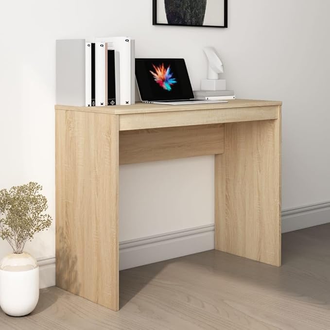 vidaXL Desk Standing Computer Desk Home Office Desk Workstation Table for Living Room Modern Style Sonoma Oak Engineered Wood
