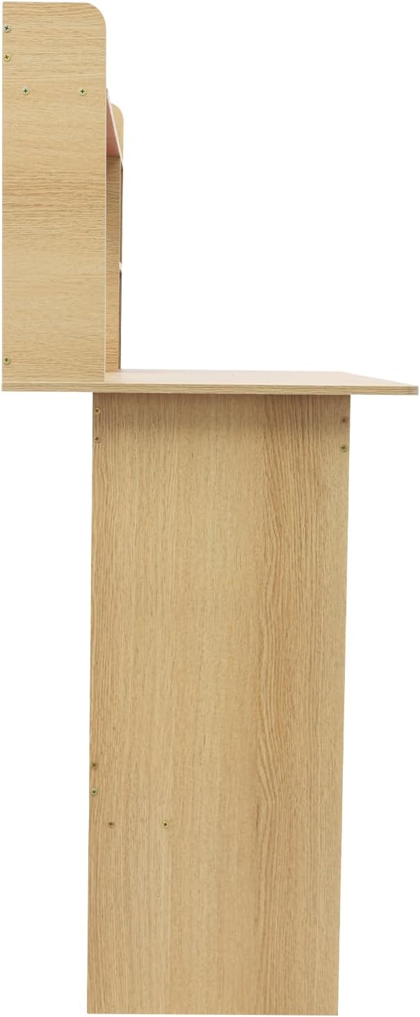 Home Office Desk with Open Storage Standing Computer Desk Wooden Writing Table Floor Laptop Table Wood Color for Living Room Study Room
