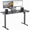 NSY Audio Electric Standing Desk 55x24 Inches - Height Adjustable Whisper Quiet Motor Walnut Top &amp Black Frame for Home Office Gaming Focused Work Black