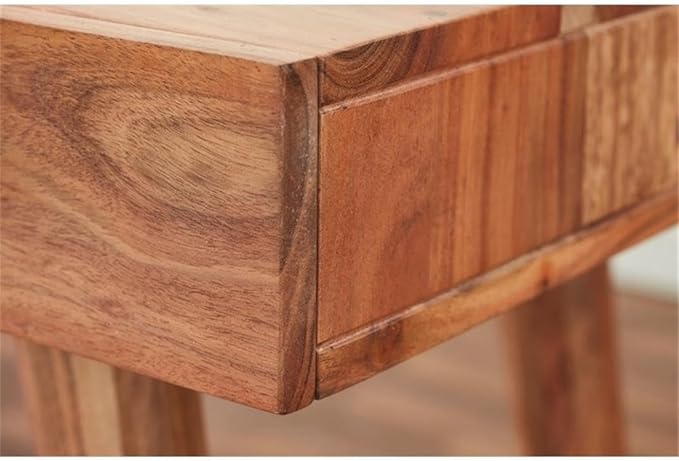 Pemberly Row Contemporary Office Desk 39 in Wide Solid Hardwood Natural Matte Wax Finish Rectangle Mid-Century Modern Style Small Home Office Desk with Drawers 31 in Height x 20 in Depth