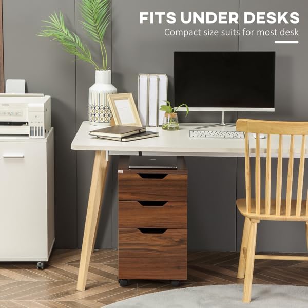 Filing Cabinet Space-Saving Design 15.75 W x 13.5 D x 23.75 H Mobile File CabinetUnder Desk Filing Cabinets for Home Office Organizer Letters/Legal/A4 Black Wood Grain (Brown)