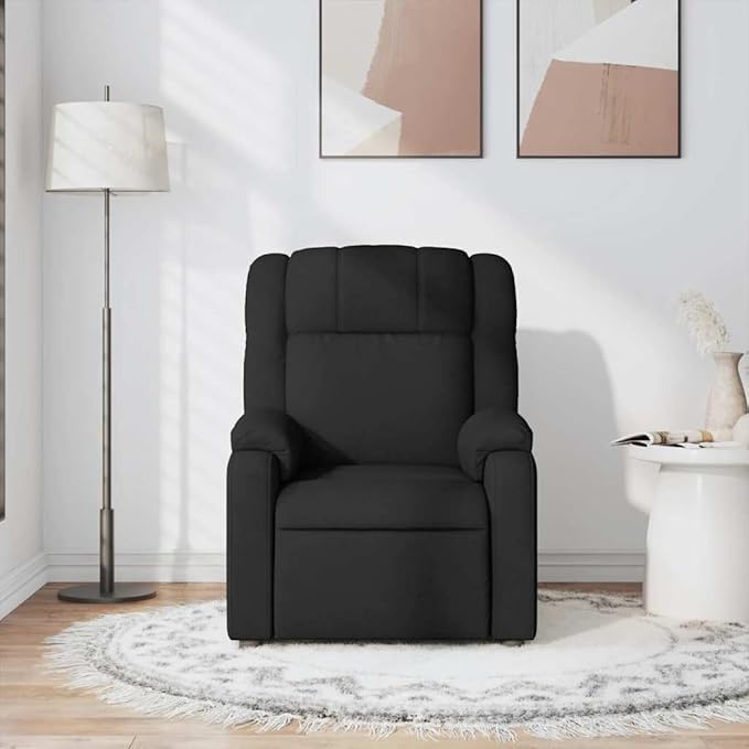 vidaXL Modern Massage Recliner Chair Black Fabric Ergonomic Adjustable Footrest USB Function Indoor Living Room Bedroom Chairs Reclining Armchair Single Sofa
