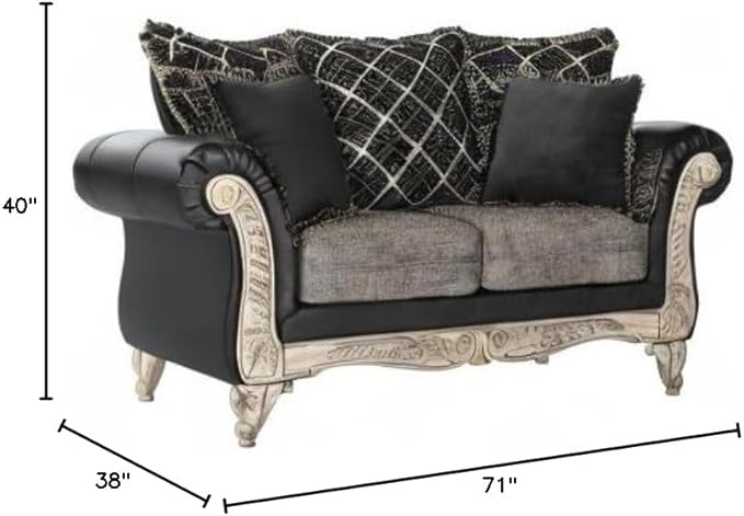 Roundhill Furniture San Marino Love Seats Ebony