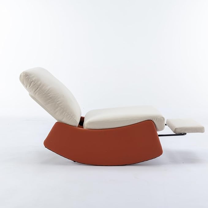 Modern Rocking Chair Recliner Comfy Rocker Nursery Chair with Footrest Accent Reading Chair Upholstered Lounge Chair for Relaxing RestingSoft Padded Rocker for Indoor Living Room BedroomOrange