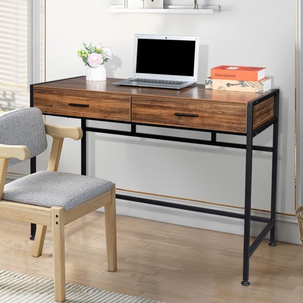 42inch Computer Desk Modern Desk for Home Office Study Student Writing Desk Home Office Desk Computer Table with Storage Drawer Study Work Desk Corner Desk Home Office Desk Retro Wood Table Top