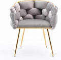 Luxury Modern Simple Leisure Velvet Single Sofa Chair Bedroom Lazy Person Household Dresser Stool Manicure Table Back Chair (Gray + Velvet)