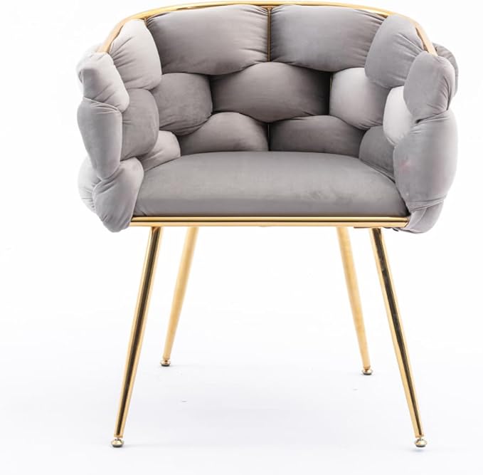 Luxury Modern Simple Leisure Velvet Single Sofa Chair Bedroom Lazy Person Household Dresser Stool Manicure Table Back Chair (Gray + Velvet)