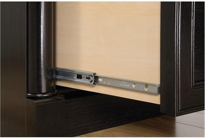 Pemberly Row Contemporary Engineered Wood L-Shaped Computer Desk with 3 Drawers Flip-Down Panel Grommet Holes for Office Space in Wind Oak Finish
