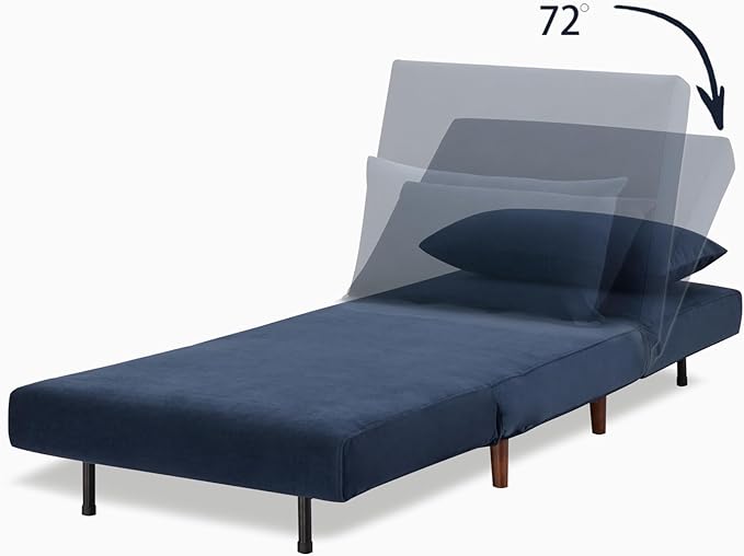 Convertible Sleeper Chair 3 in 1 Folding Single Chair Sleep Turns into Bed Sofa Bed for Adults Foldable Twin Chaise Lounge for Living Room Bedroom Sturdy Wood Frame and Easy Assembly