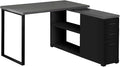 Computer Desk Home Office Corner Left Right Set-up Storage Drawers L Shape Work Laptop Black and Grey Laminate Black Metal Contemporary Modern