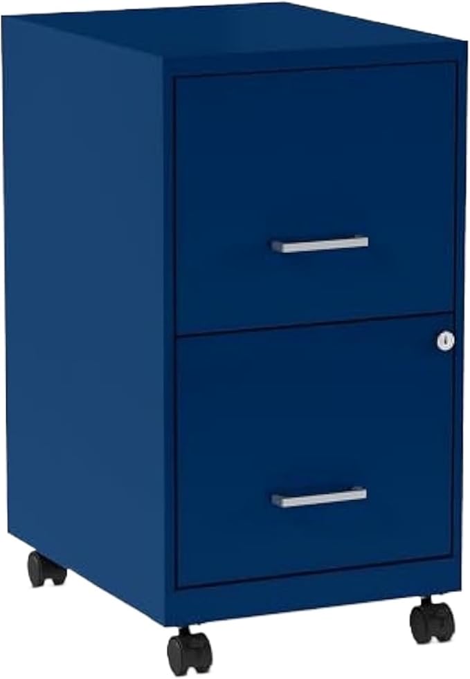 Mobile File Cabinet 2-Drawer Vertical File Cabinets for Letter Size Documents Lockable &amp Mobile Filing (18 D X 14 W 26.3 H)(Blue)