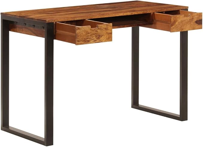 Home Office Desks Computer DeskModern Simple Style Home Office 43.3x21.7x30.7 Solid Sheesham Wood and Steel