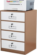Filing Cabinet Under Desk with Lock Four Drawer Cabinet File Information Cabinet Tin File Cabinet (Color : Coffee Color)