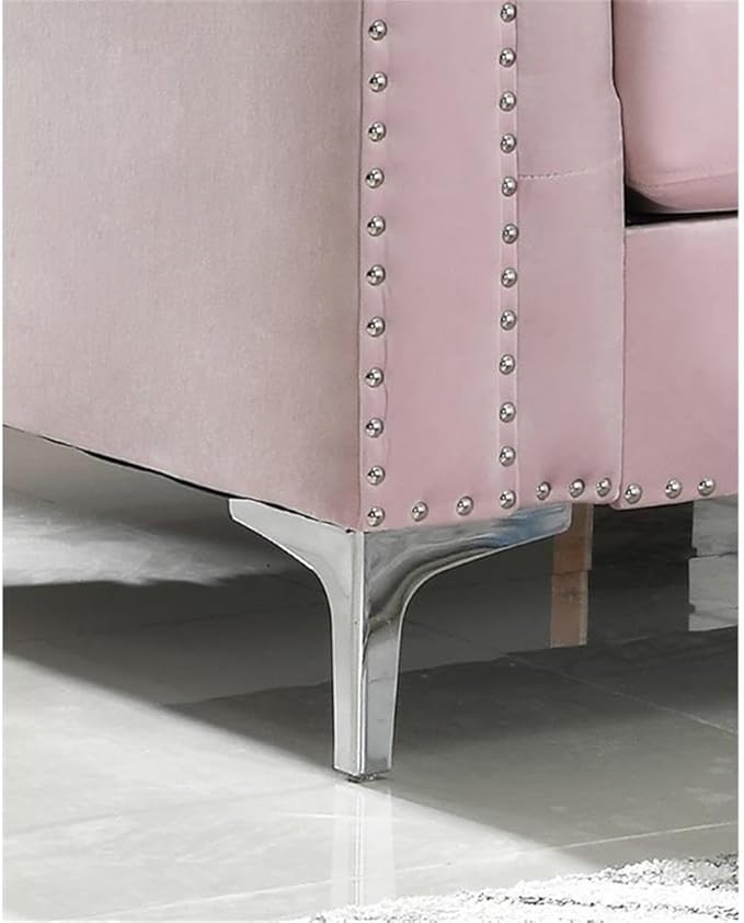 Glory Furniture Pompano Velvet Upholstered Sofa in Pink