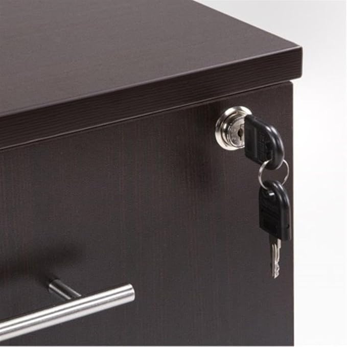 Scranton &amp Co File Cabinet with 2 Drawers &amp 1 Lock Rolling Mobile and Portable File Cabinet with Wheels for Documents A4/Letter/Legal(Mocha)