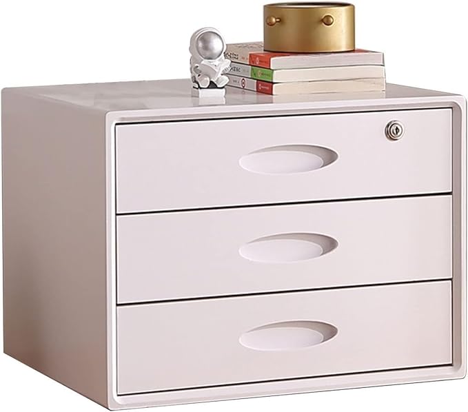 Multi-Layer Drawer Storage Box 3 Drawer Solid Wood Flat File Cabinet With Lockable A4 Treatment Storage Cabinet For Home Desktop Office(Color:B)