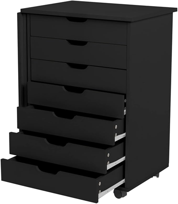Office File Cabinets 7-Drawer Wood Filing Cabinet Mobile Storage Cabinet Gate Leg Roll Cart with Desk for Home Office Furniture Filing Cabinets for Home Office