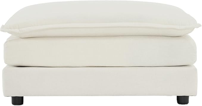 kevinplus 111.5'' White Modular Sectional Sofa Couch L-Shaped with Ottoman for Living Room Modern Contemporary Sofa Couch for Apartment Office Chenille Fabric (3-Seat Couch + 1 Ottoman)
