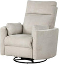 Pemberly Row Modern Polyester Fabric Swivel Recliner Upholstered Seating Chair Featuring Swivel Reclining Function for Residential Seating Applications Polyester Fabric in Natural Quartz Finish