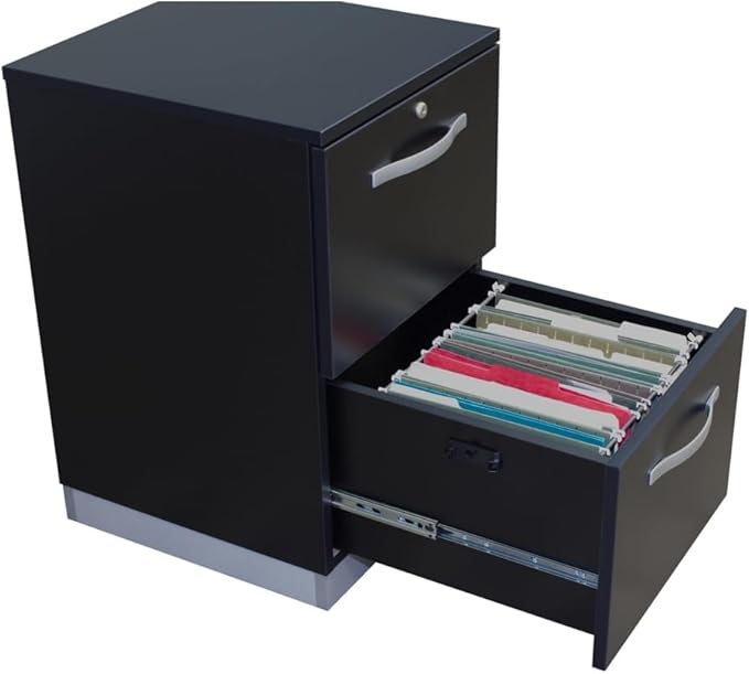 NBF 18 - 2 Drawer Lateral File Cabinet - Boardwalk Walnut Laminate Top with Locking Drawer &amp Secure File Storage - Wooden Filing Cabinet Ideal for Home Office