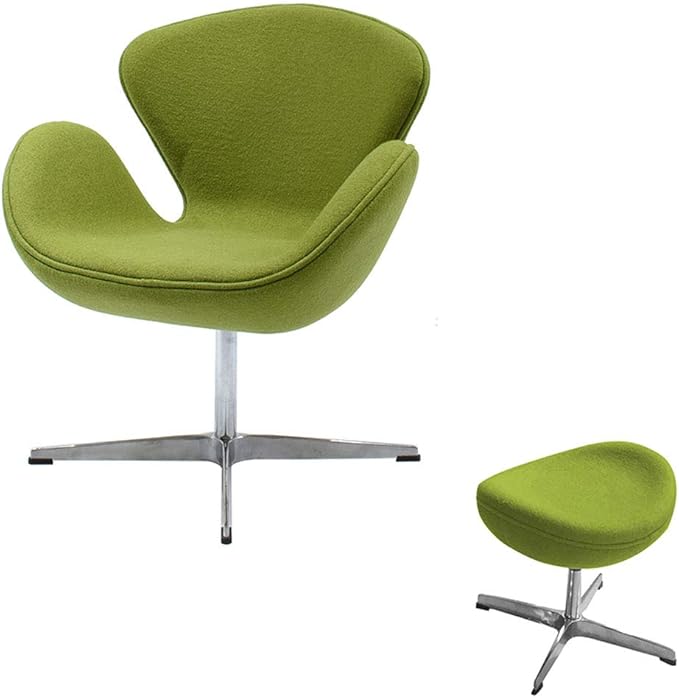 FCD Classic Swan Chair Swivel Height Adjustable Lounge Chair Cashmere（Green Without Ottoman）