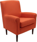 Pemberly Row Rolled Arm Lounge Chair Pumpkin Orange Fabric Upholstery 35 H x 28 W x 30 D Contemporary Accent Chair for Living Room Bedroom or Office