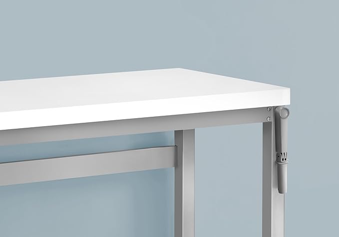 Penau Adjustable Computer Desk Modern Home Office Standing Desk 48 Inch White Laminate Table with Grey Metal Legs Multi-Functional Workstation