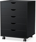 OLIXIS Chest Wood File Cabinet Rolling Organization Storage Dresser with Wheels for Home Office