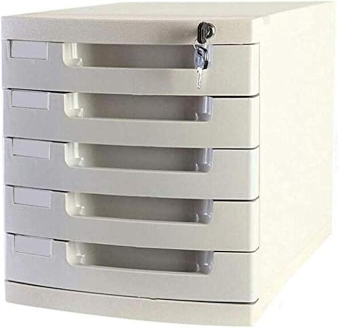File Cabinet with Lock and Drawers Mobile Multifunctional Cabinet 5 Drawers Office Desk File Storage Cabinet Storage Bookshelf (Grey)