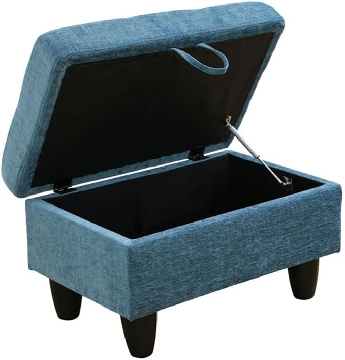 Blue L-Shaped 3-Piece Flannel Sofa with Storage Ottoman Set Sectional Couch Sofa Set for Living Room Office Small Space