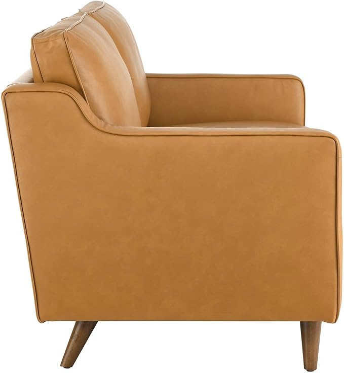 Modway Impart Upholstered Genuine Leather Loveseat in Tan