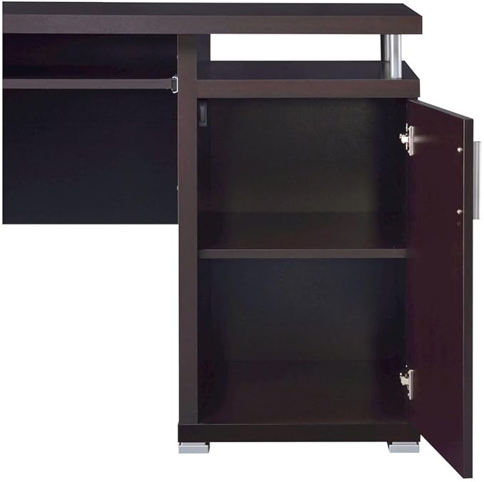 55-Inch Office Desk with Drawers – Brown Computer Desk with Storage Keyboard Drawer File Cabinet and Shelves for Home Office