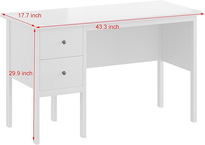 BHG Computer Desk with DrawersModern White Home Office Desk with Storage Filing Cabinet Vanity Desk Makeup Dressing Table for BedroomSmall Writing Table PC Desks for Study(White 43.3)