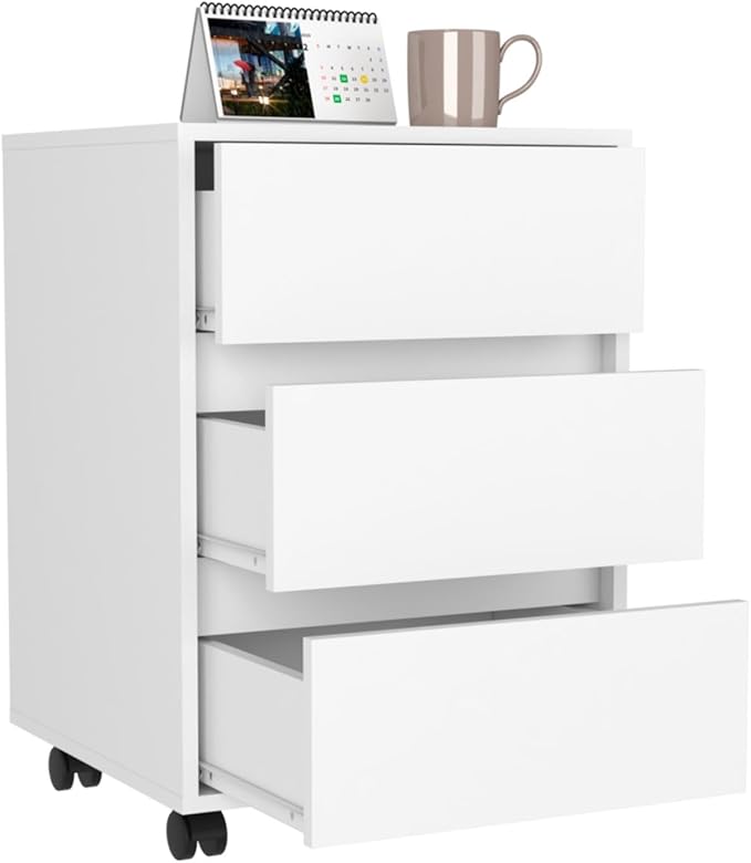 Hassyee Modern Design 3 Drawer Mobile Filing Cabinet with Four Casters 25.8 Height Home Office File Cabinets Easy to Assemble