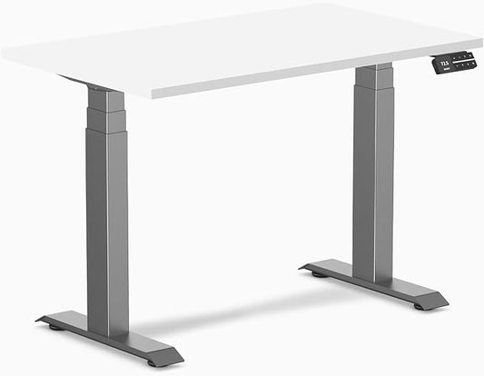 Desky Dual Mini Sit Stand 40 x 24 in Compact Desk with Dual Motors 3-Stage Height Range 4 Memory Presets – One-Piece Top for Home Office White