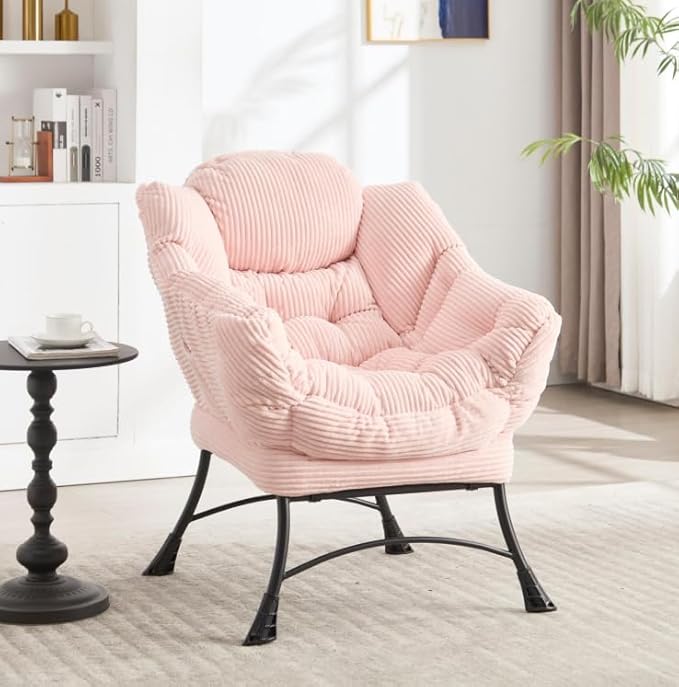 Lazy Chair with Ottoman Modern Lounge Accent Chair with Armrests &amp Side Pocket Reading Chair &amp Leisure Upholstered Footrest for Small Space Comfortable Living Room Chairs &amp Bedroom Chai