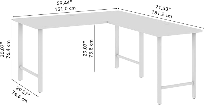 Bush Business Furniture Hustle 60W x 30D L Shaped Computer Desk with Metal Legs in Platinum Gray Modular Corner Table for Home and Professional Office