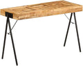 Rustic Farmhouse Writing Desk Home Office Workstation 46.5 Inch Solid Wood Study Desk Computer Table PC Laptop Stand Console Table with Metal Legs Brown