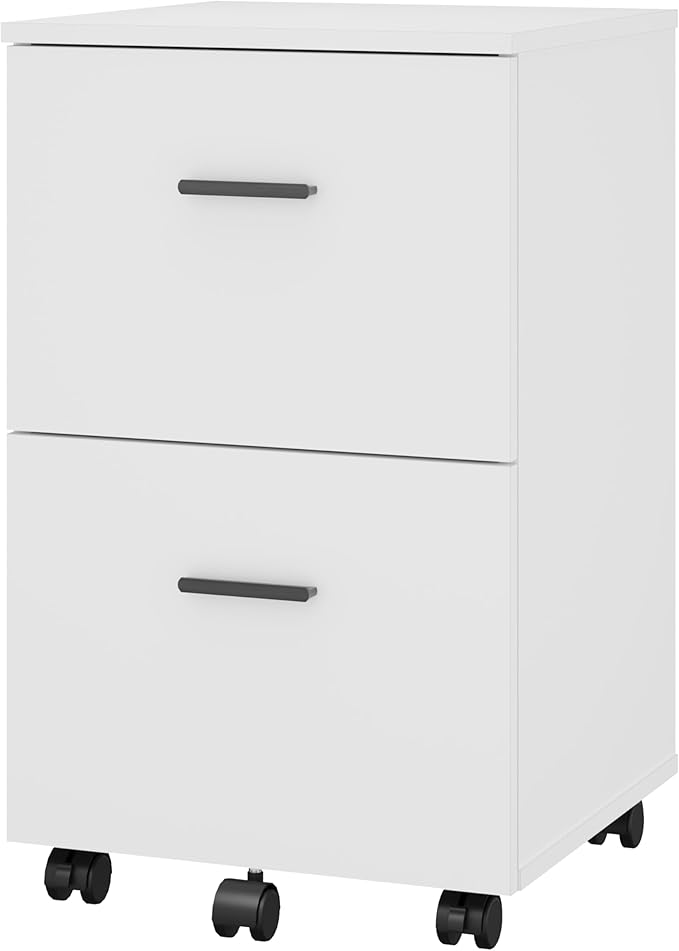 Panana 2 Drawer Mobile File Cabinet Wood Rolling Filing Cabinet Printer Stand Under Desk Storage Organizer Fits Letter Size File Folders for Home Office (White)