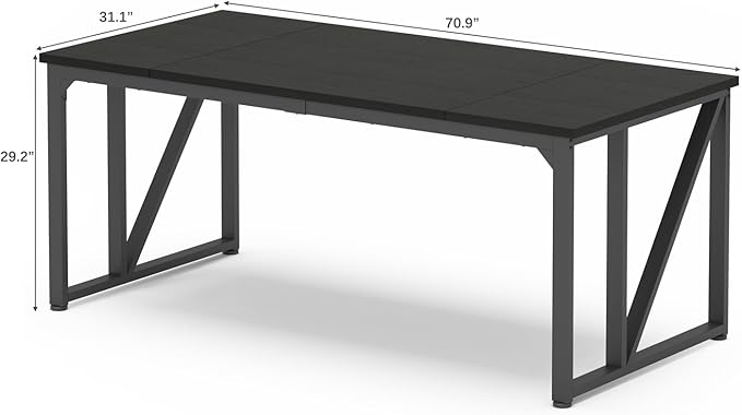 70×30.7 Inch Computer Desk with Deeper &amp Thicker Desktop Executive Office Desk with Metal Frame Gaming Writing Work Desk for Home Office Study Bedroom Work from Home (Black)