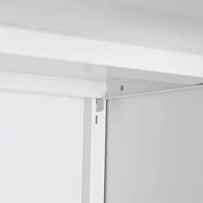 2 Door Mobile File Cabinet Metal Lateral Filing Cabinet with Shelf and Wheels for Home Office Mobile Printer Tables Metal Printer Stand with Storage White