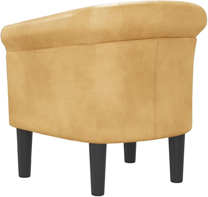 vidaXL Tub Chair Comfy Tub Club Chair Accent Barrel Armchair for Living Room Bedroom Single Sofa Tub Bucket Chair Gold Faux Leather