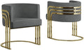 MAKLAINE Velvet Accent Barrel Leisure Chair Dark Gray Upholstery Gold Chrome Legs 24 L x 22 W x 30 H Modern Minimalist Design for Living Room or Bedroom