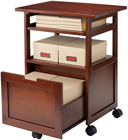 Ergode Piper | Versatile Compact Work Cart/Storage Solution | Laptop Stand | Filing Cabinet | Shelf | Walnut Finish