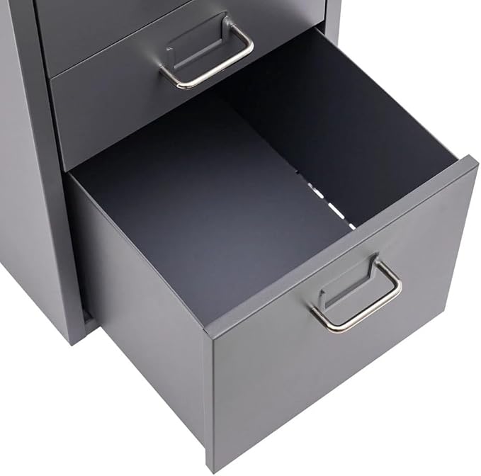 5-Drawer File Cabinet Office Filing Cabinet Stand Storage Organizer with Wheels Freestanding Rolling Storage Dresser Mutifuctional Tool Organizer for Kitchen Bedroom Living Room (Grey)