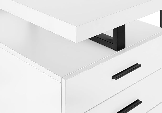 Monarch Specialties I 7646 Computer Desk Home Office Laptop Left Right Set-up Storage Drawers 48 L Work Metal Laminate White Black Contemporary